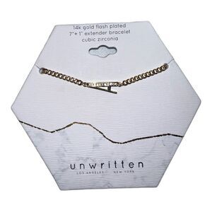 Unwritten Cubic Zirconia Initial Link Bracelet 14K Gold Plated "A" NWT